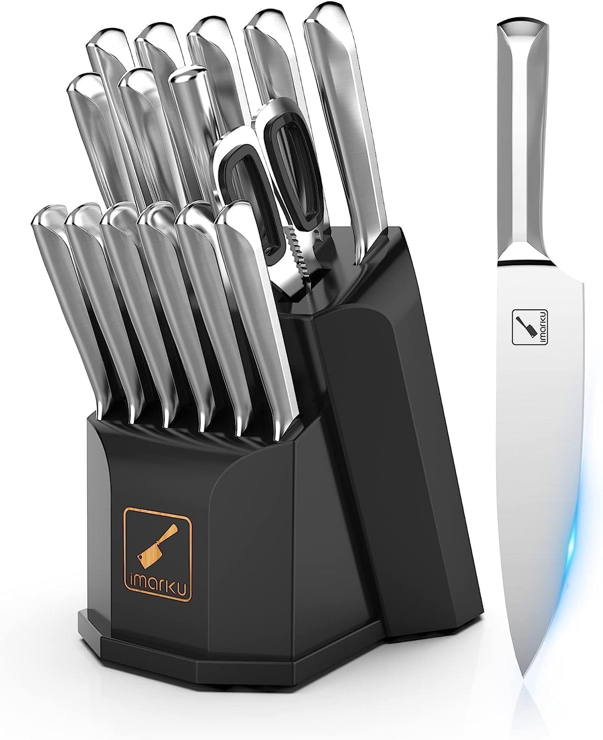 16 Pcs Stainless Steel Kitchen Knife Set with Block P9560