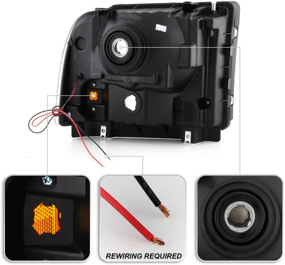 Black LED Headlights Replacement Driver + Passenger Side L9590