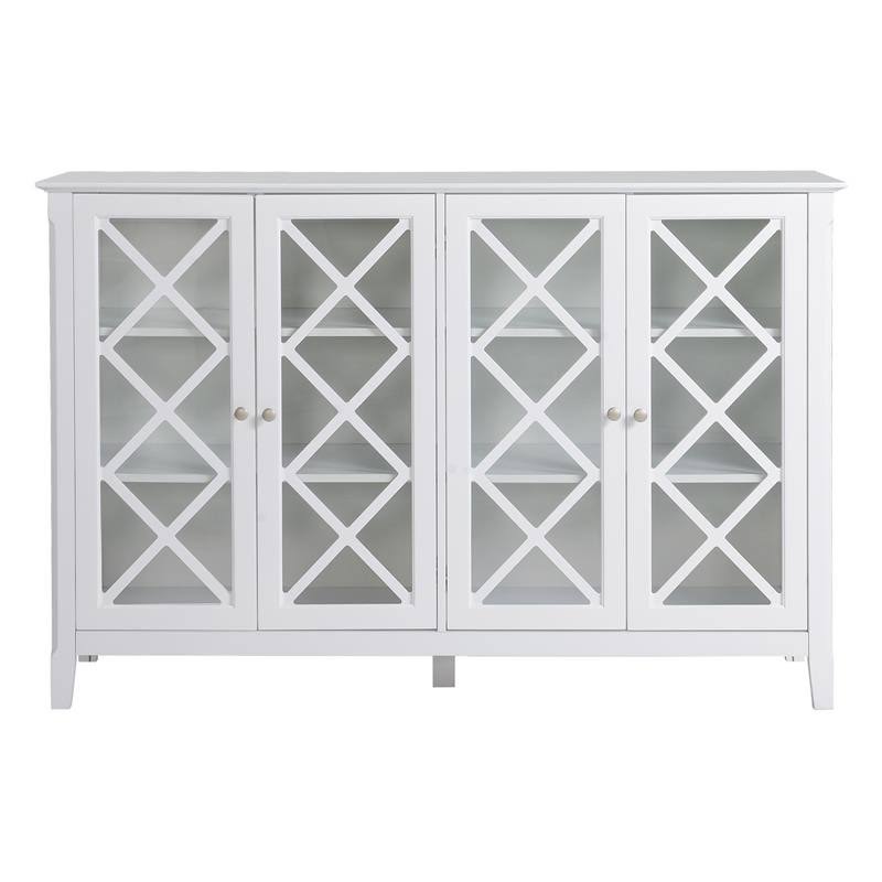 White Wood Accent Cabinet with Four Doors P1733