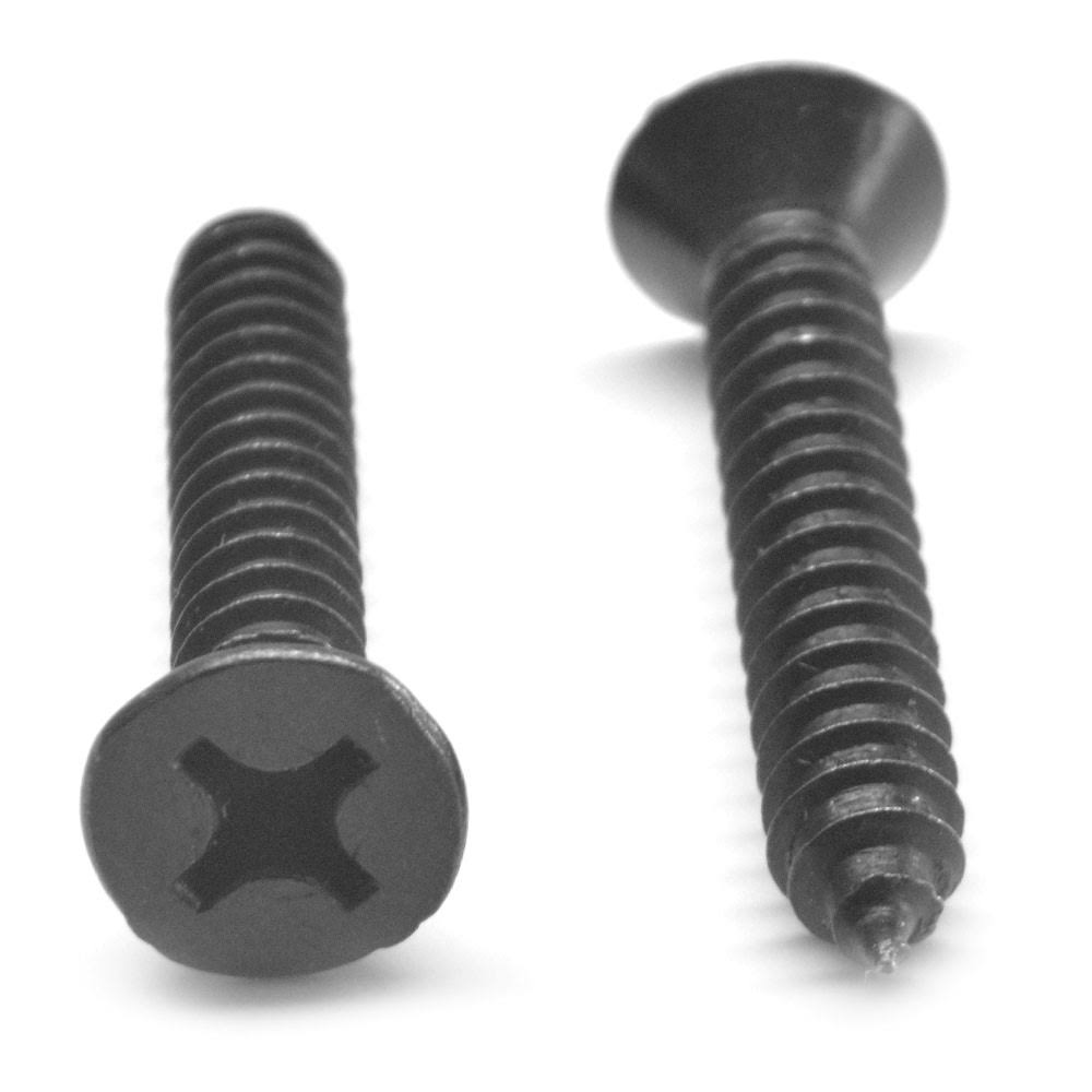 #4-24 x 1 Phillips Flat Head Sheet Metal Screw Black Oxide C429