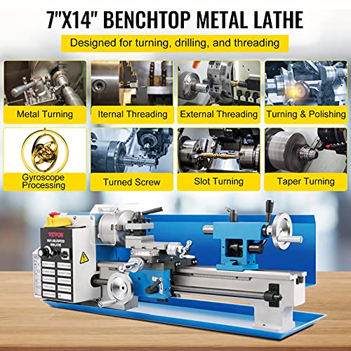 7"x14" 550W Variable Speed Metal Lathe with 3-jaw Chuck Digital Display G18757
