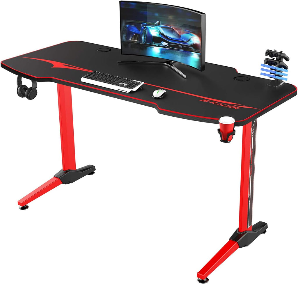 44 Inch T Shaped Gaming Desk with Cup Holder M484379