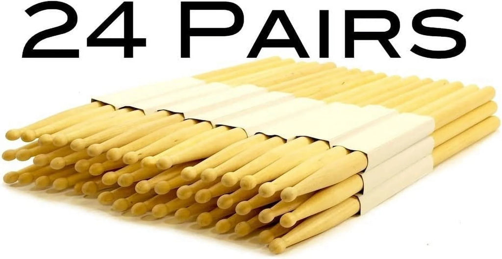 24 Pairs Wood Tip Natural Maple Drumsticks M682463