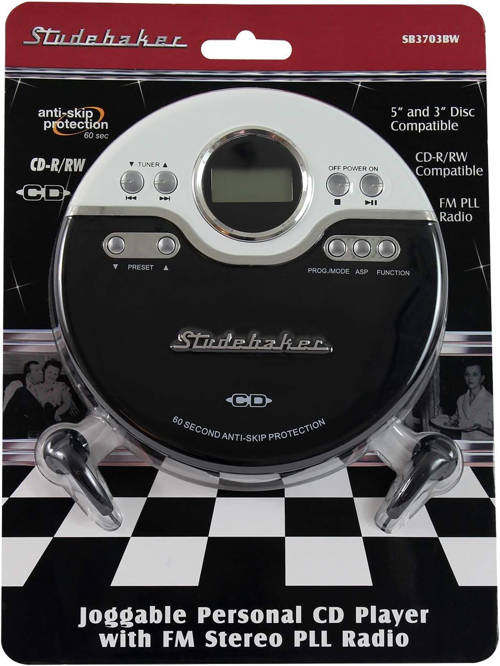 Black/White Personal CD Player with FM Radio Q686