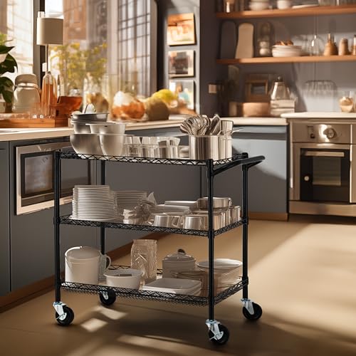 3 Tier Steel Utility Cart with Wheels W785