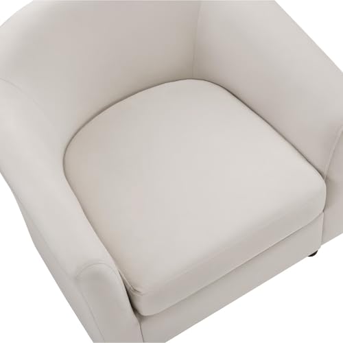 White Velvet Accent Barrel Chair with Ottoman F7660