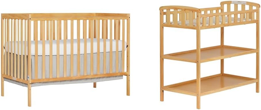 5-in-1 Convertible Crib with Changing Table in Natural O695