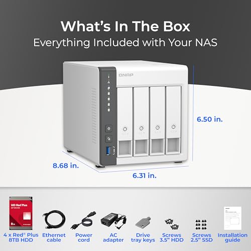 4 Bay NAS with 12TB Storage Capacity, Preconfigured RAID 5 Drives, 2.5GbE Ports D4802