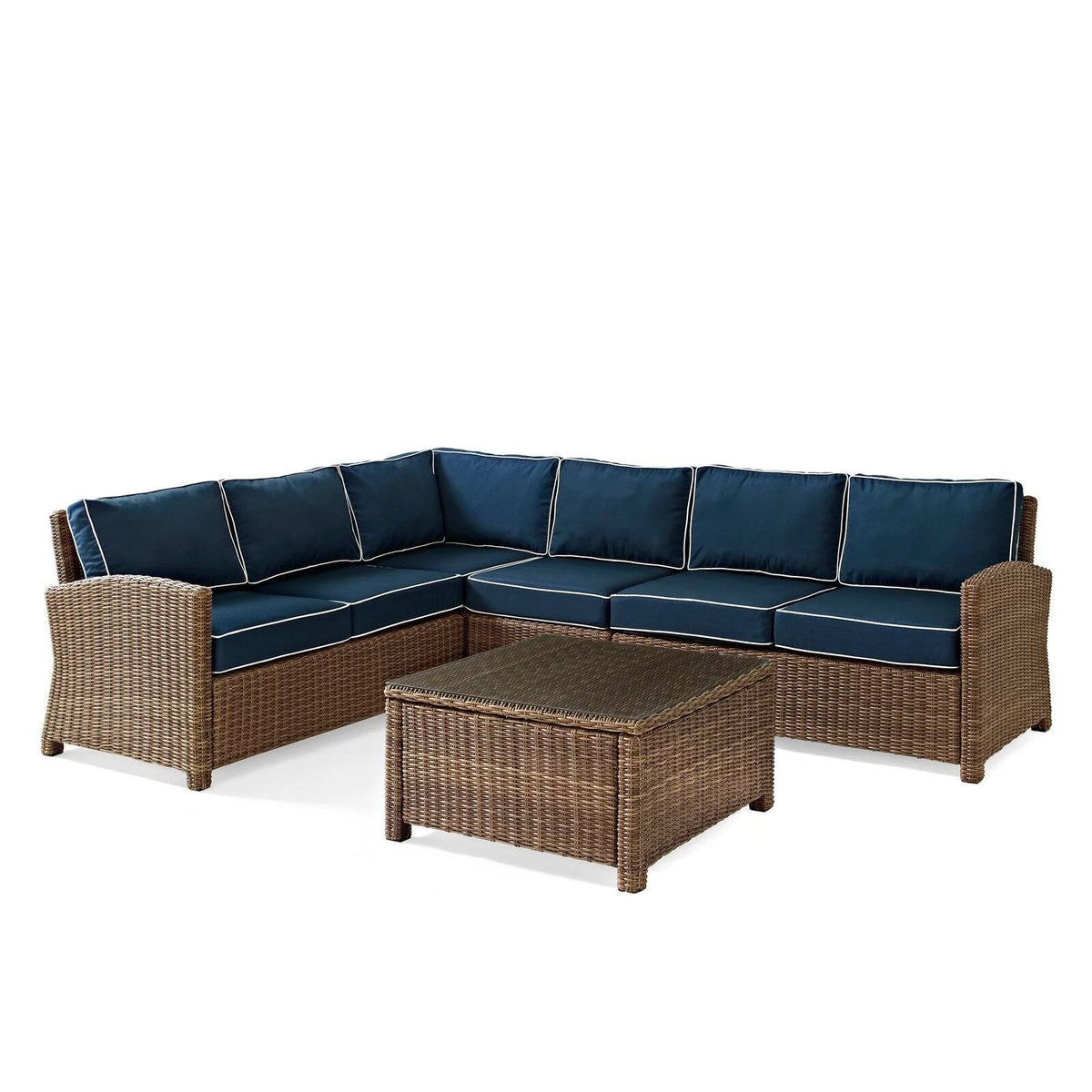 5 Piece Fabric Patio Sectional Set in Brown and Navy Z158013