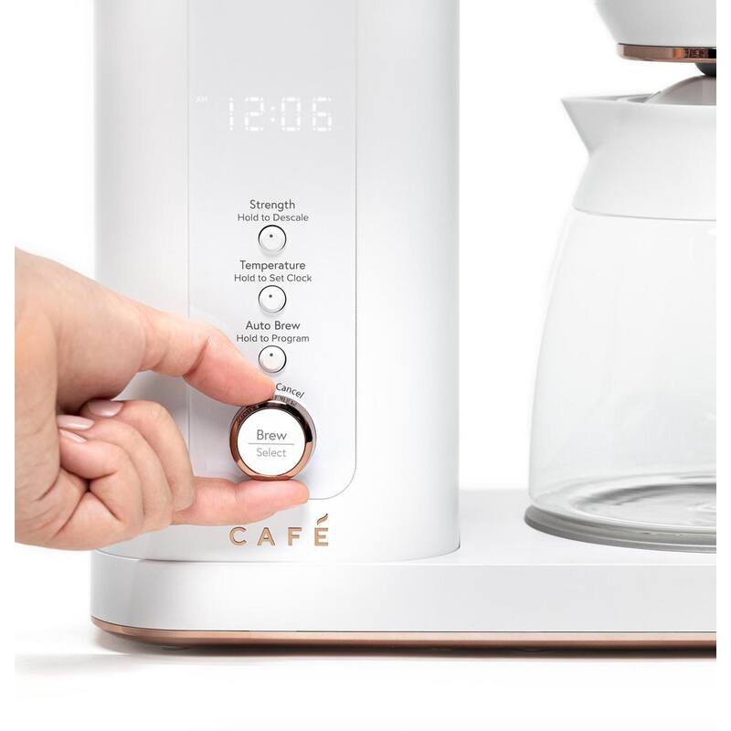 10 Cup Matte White Drip Coffee Maker with Glass Carafe G624