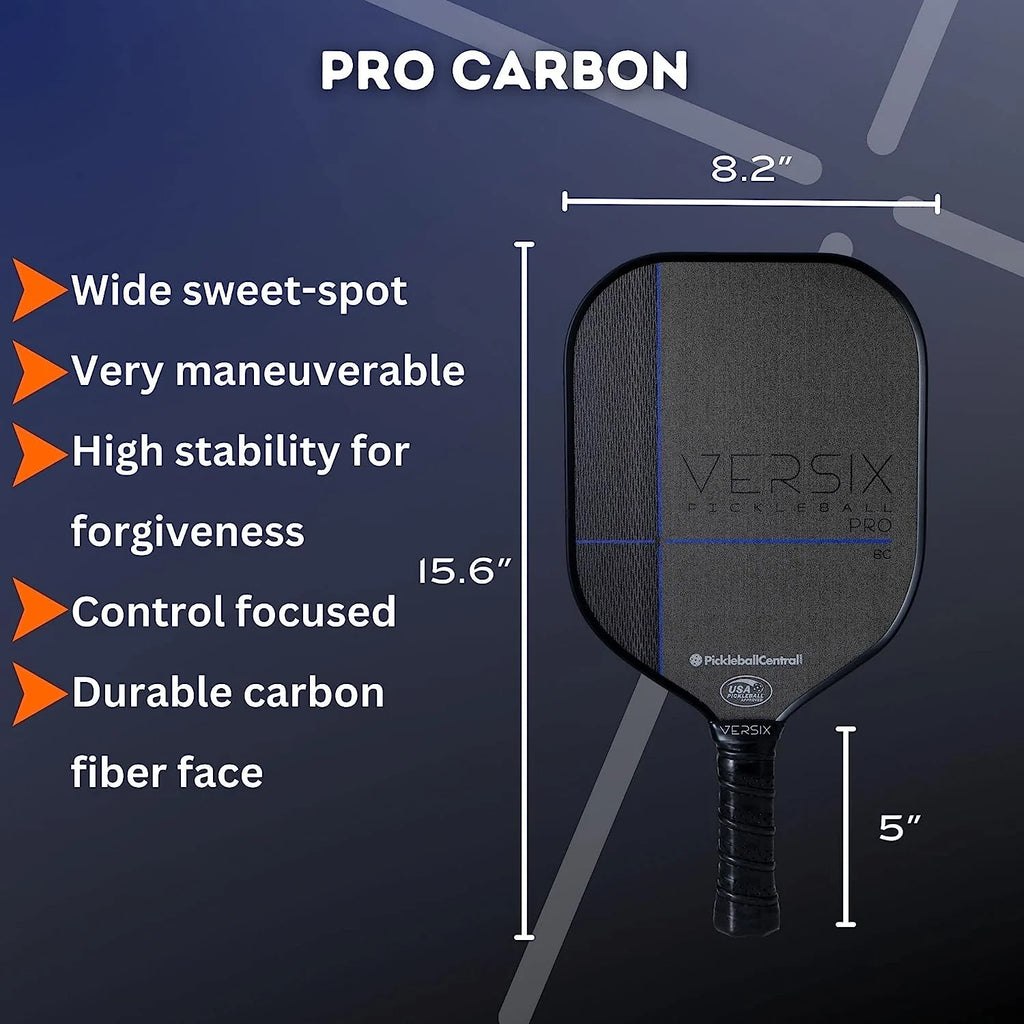 Carbon Fiber Pickleball Paddle, 7.8-8.2oz, 15mm Core, 4 1/8" Grip K43297