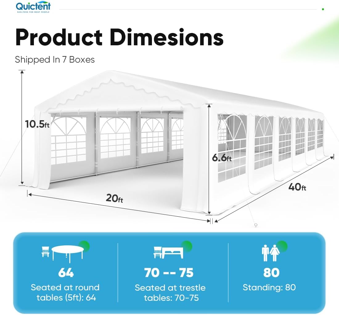 20x40 Heavy Duty Outdoor Galvanized Party Tent with Storage Bags O82099