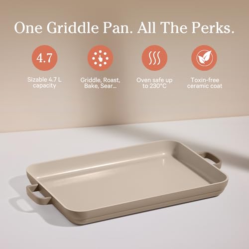 Nonstick Ceramic Griddle Pan with Ergonomic Handles K259