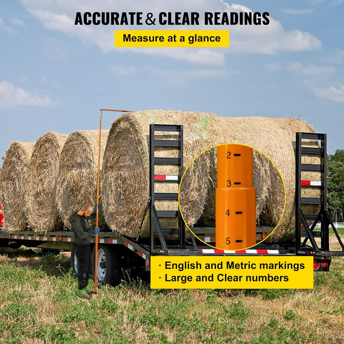 15' Fiberglass Truck Height Measuring Stick with Carrying Bag D82057