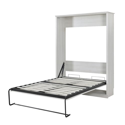 Rustic White Queen Size Solid Wood Murphy Bed V8029