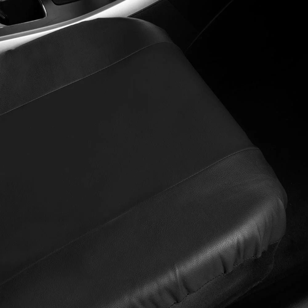 Classic Black Faux Leather Car Seat Covers Full Set I111512