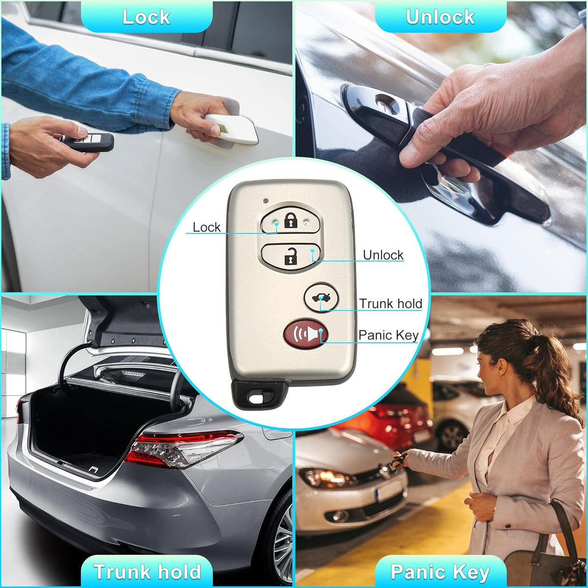 Replacement Keyless Entry Remote Car Key Fob 4 Buttons V93958