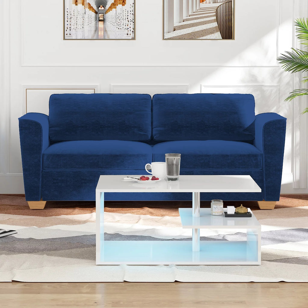 Blue Velvet Pull Out Sofa Bed with Foam Mattress P629