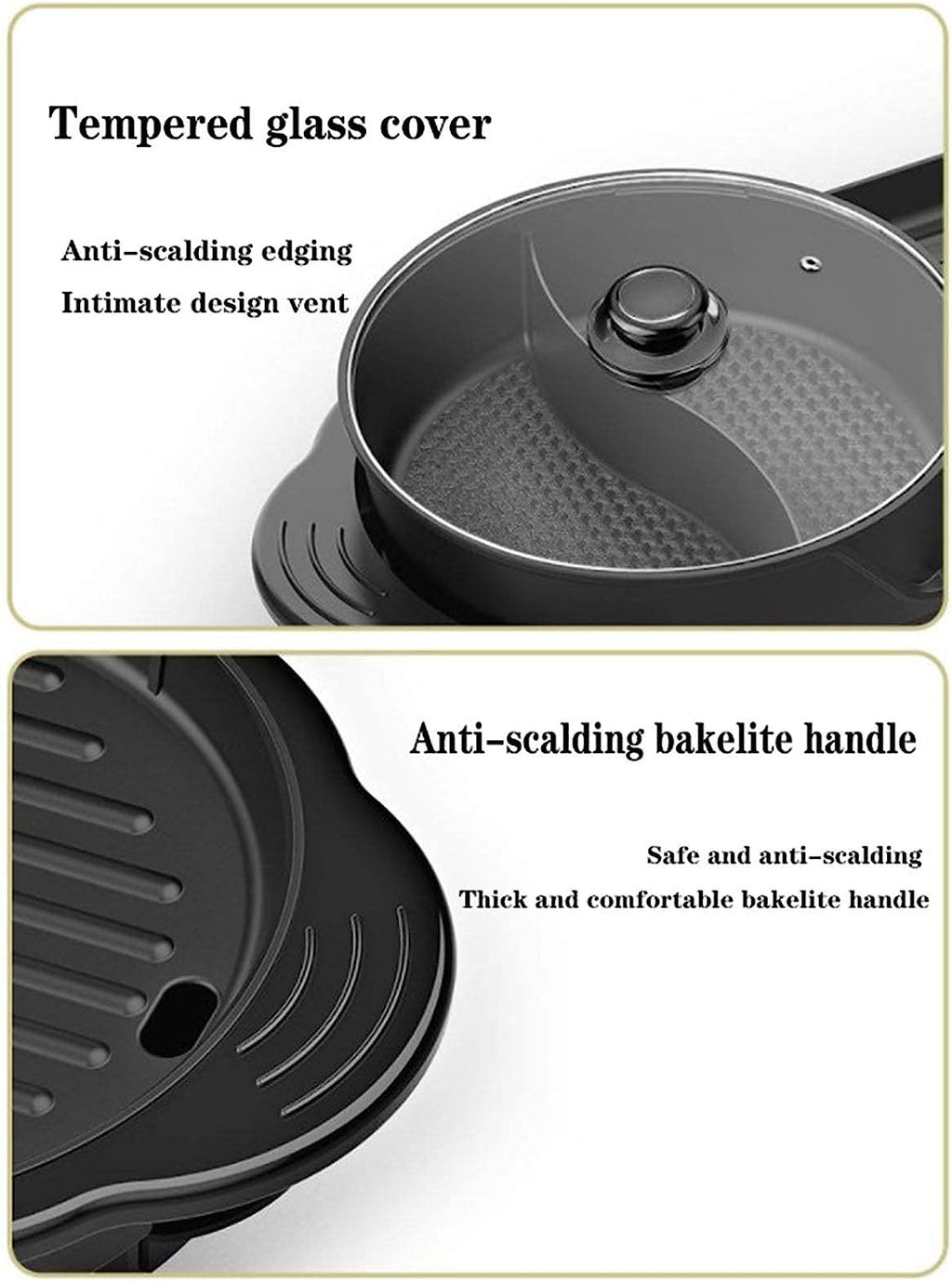 Black Electric Hot Pot and Smokeless BBQ Grill D577