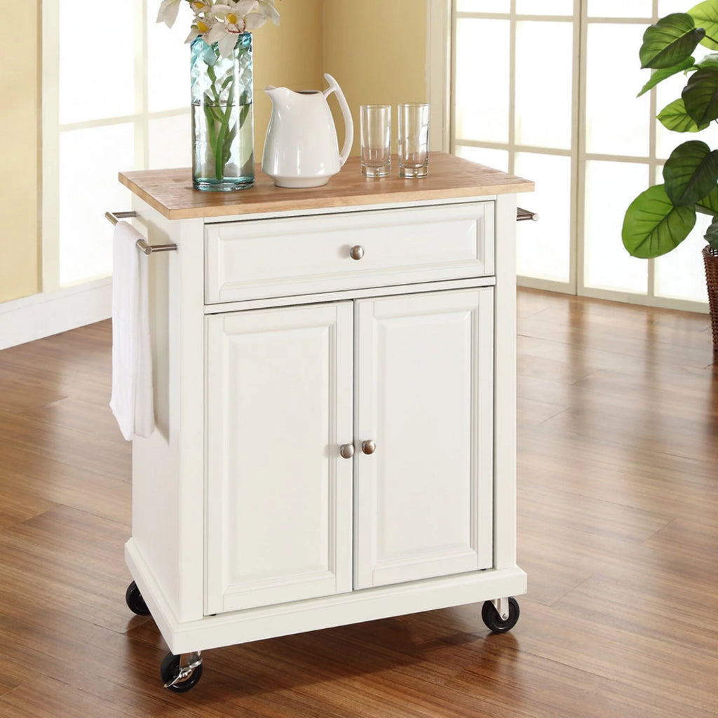 Natural Wood Top Portable Kitchen Cart B666176
