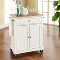 Natural Wood Top Portable Kitchen Cart B666176