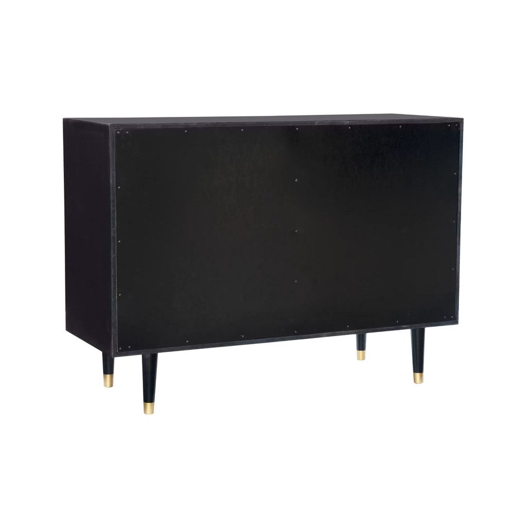 Black Geometric Patterned Six Drawer Dresser R885