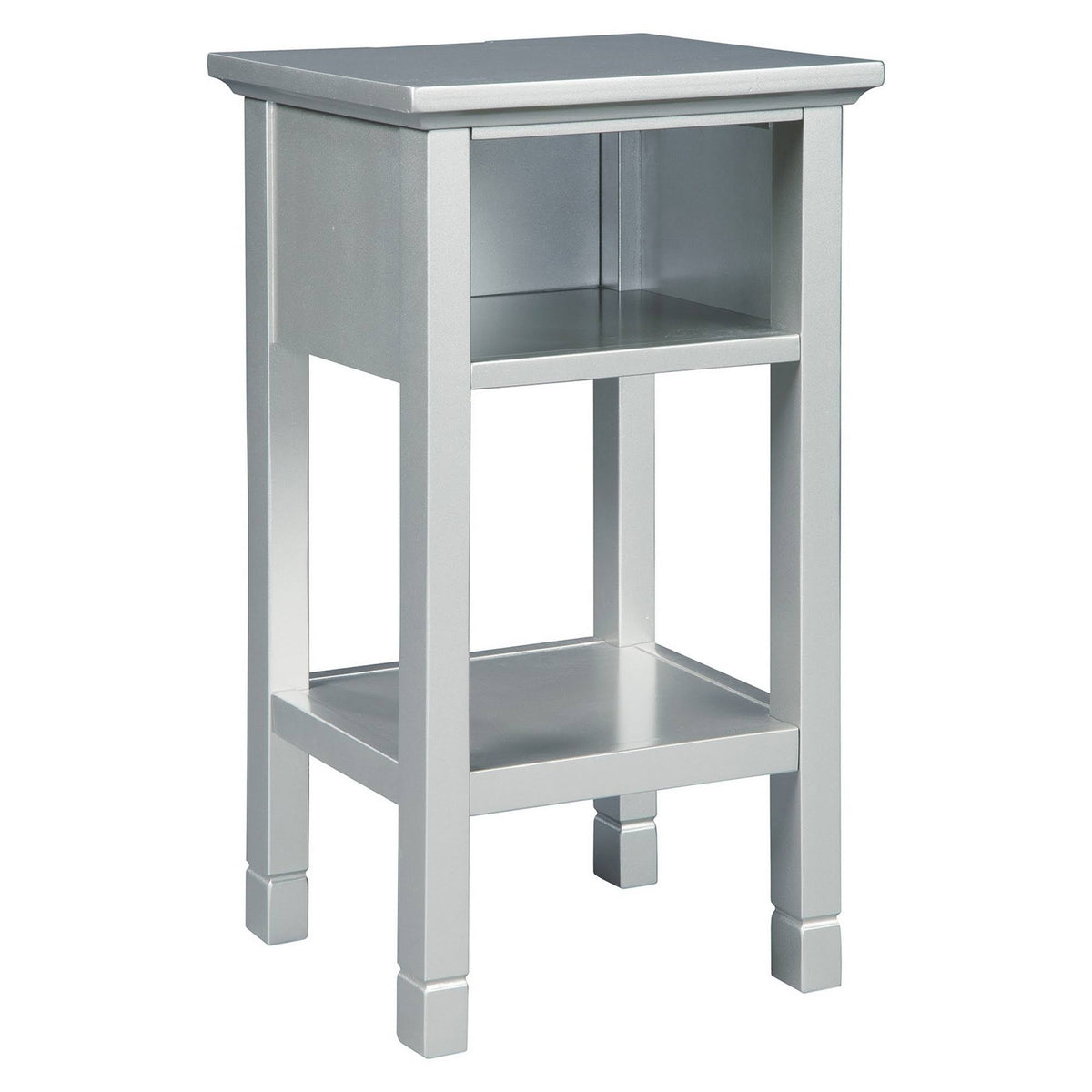 26 Inches Wooden Accent Table with Open Shelf and USB Docks T2576