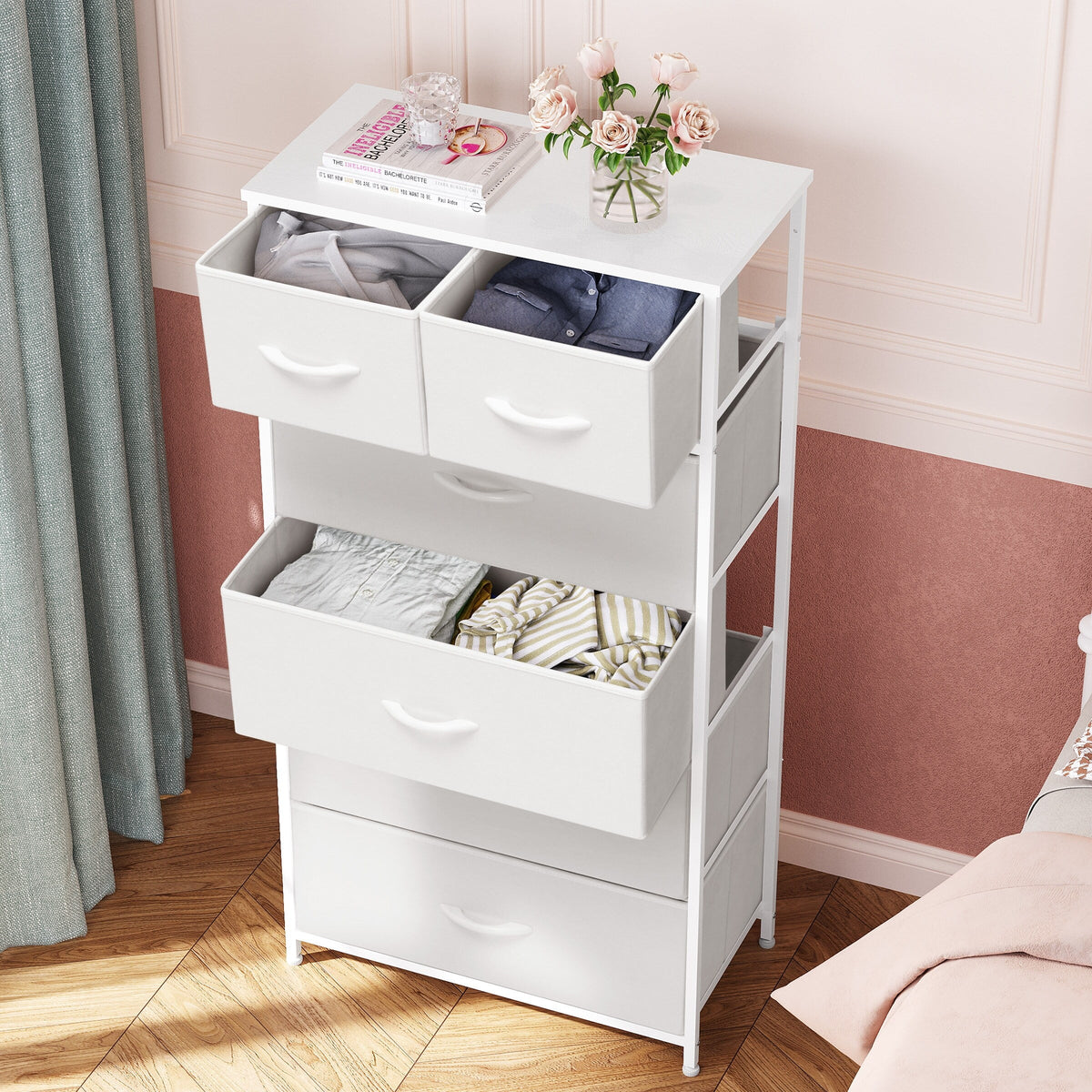 White 6 Drawer Wood Dresser X9020