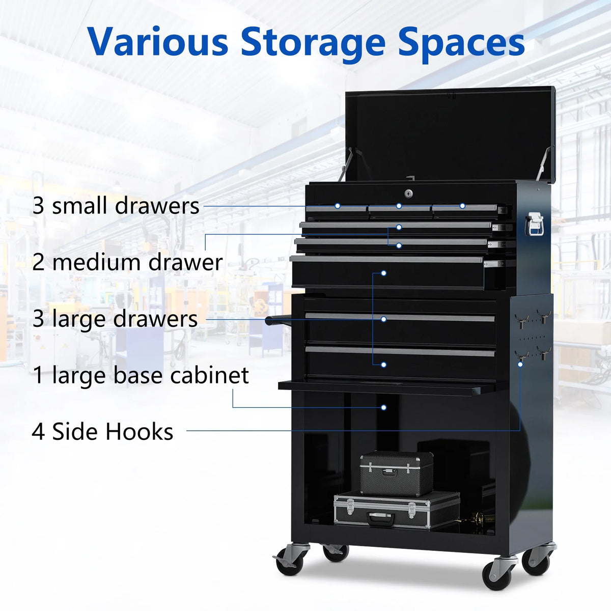 Blue 8 Drawer Rolling Tool Box A5467
