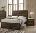 3pc Bedroom Set Eastern King Bed 2x Nightstands Rustic Walnut Finish E985