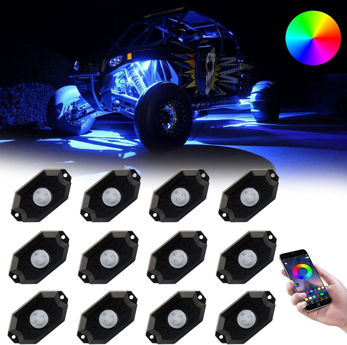 RGB LED Rock Lights with APP Bluetooth Controller R214