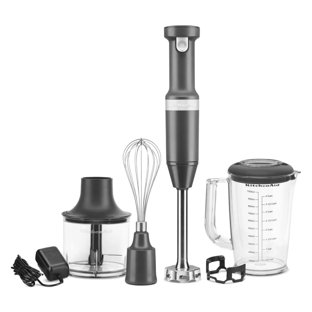 Cordless Variable Speed Hand Blender with Chopper and Whisk Attachment K339