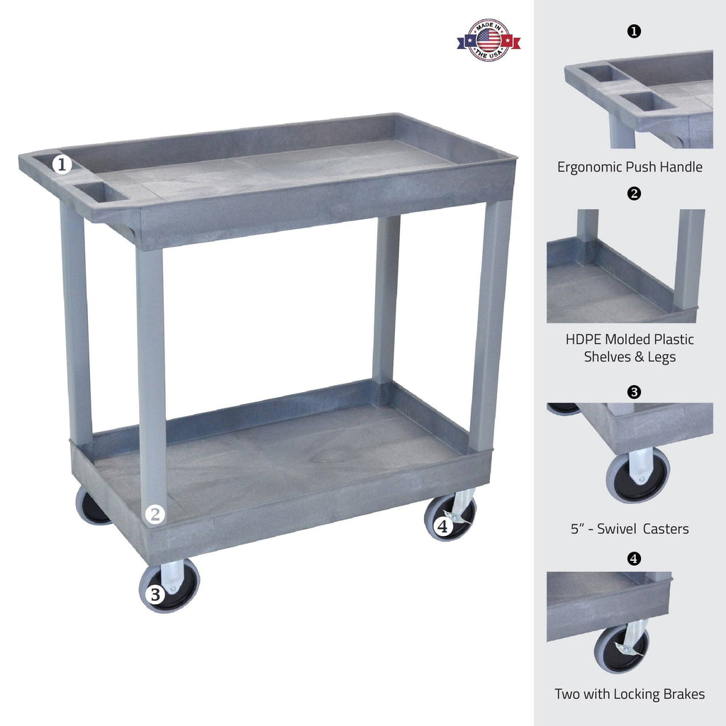2 Tub Shelf Cart Gray S73820