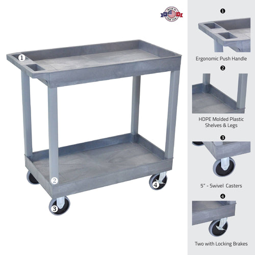 2 Tub Shelf Cart Gray S73820