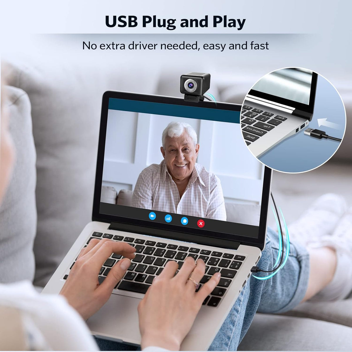 1080P 60FPS Webcam with 4 Mics and 3W Speaker R329
