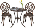3 Piece Cast Aluminum Bistro Table Set with Umbrella Hole S268