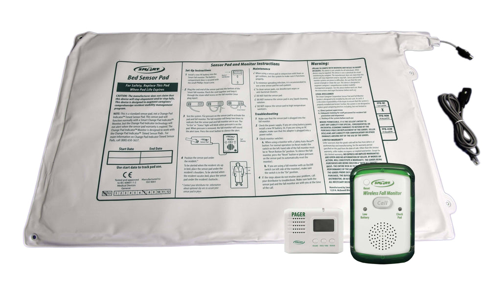 20 x 30 in. Wireless Fall Monitor with Corded Bed Weight-Sensing Pad & LCD Pager System D1631