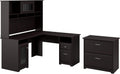 L Shaped Desk with Hutch and Lateral File Cabinet T95631