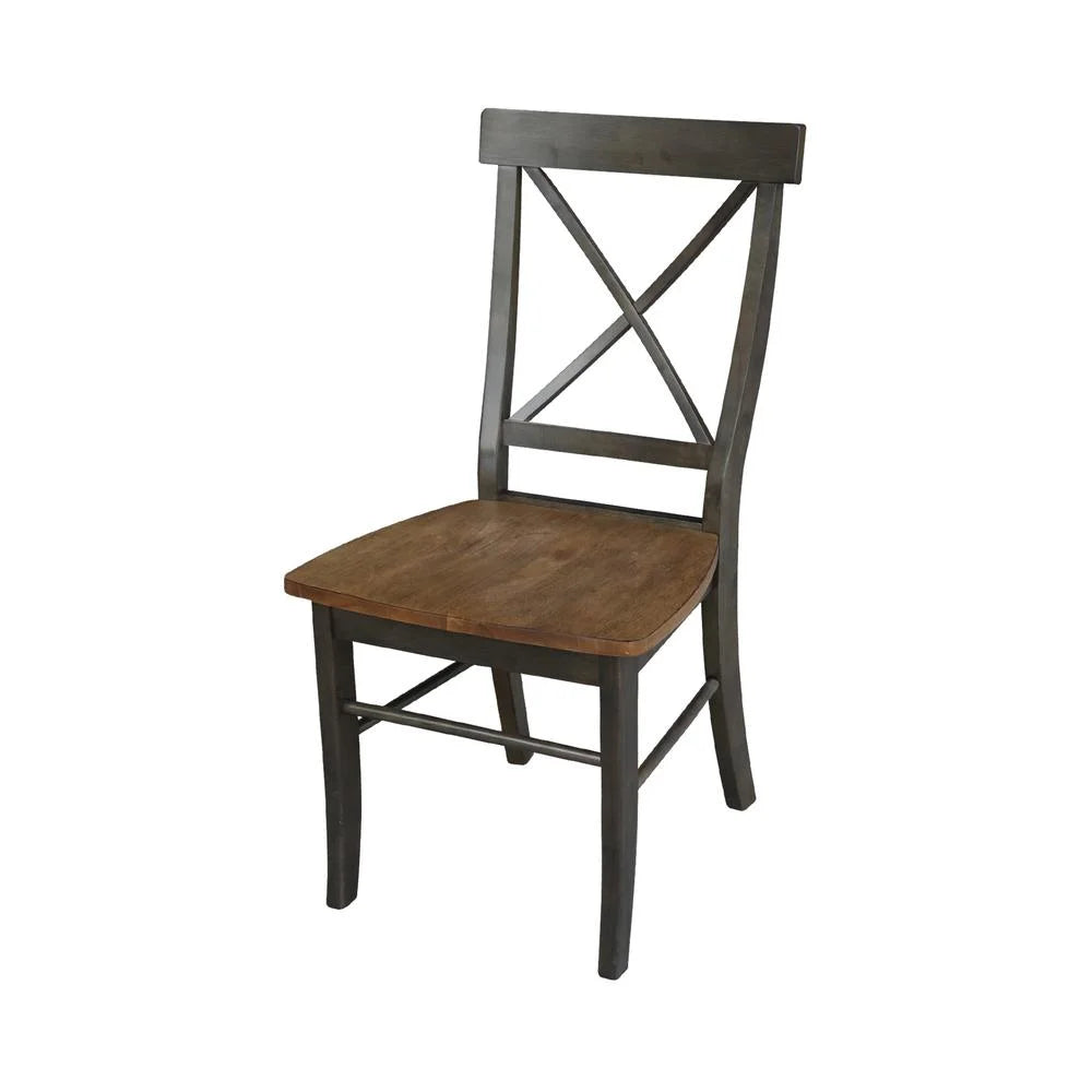 36" Round Wood Table with 2 X-Back Chairs 3 Piece Set H8194