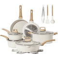 10 Pcs White Nonstick Granite Cookware Set A727