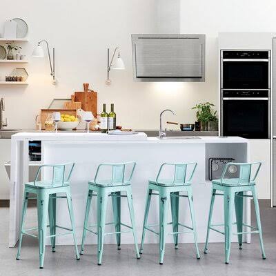 Distressed Solid Wood Swivel Bar Stool F63484