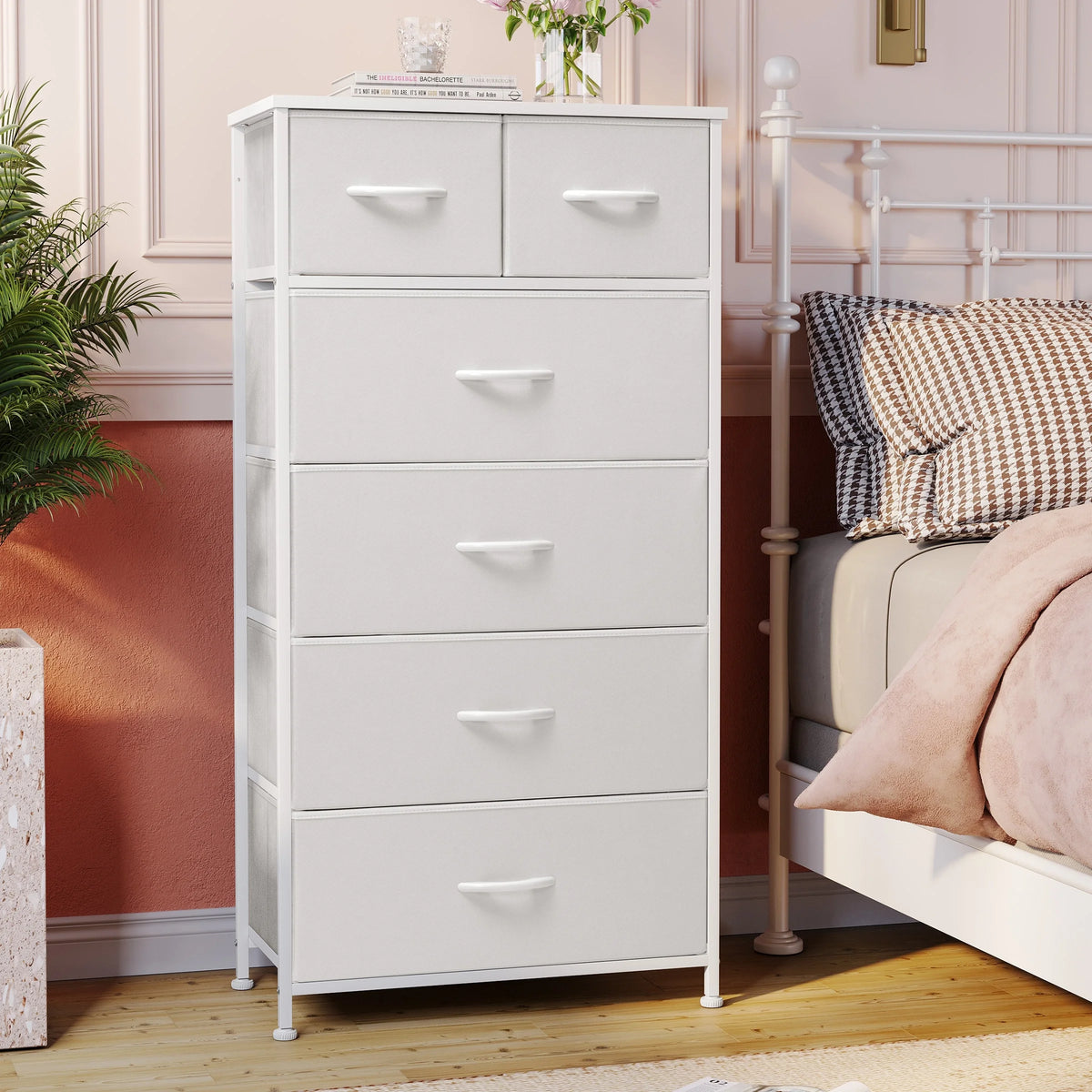 White 6 Drawer Wood Dresser X9020