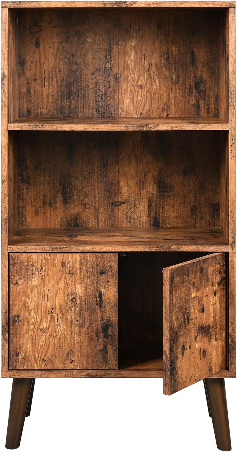 2-Tier Walnut Bookshelf with Doors H248433