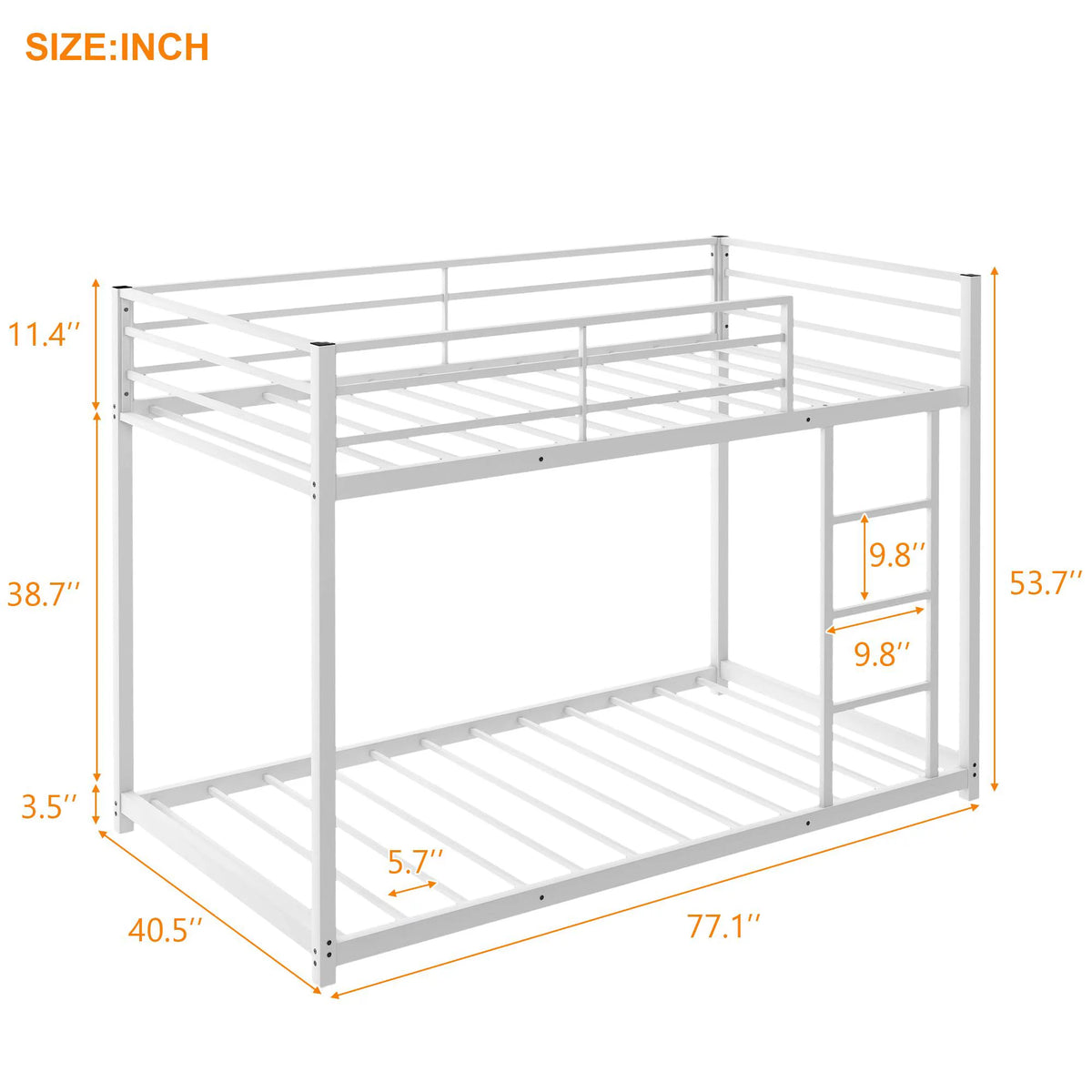 Black Full over Full Metal Bunk Bed with Ladder and Guardrails D347
