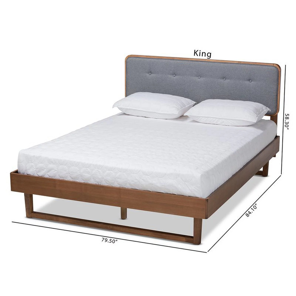 Gray Upholstered Wood King Size Platform Bed M13558