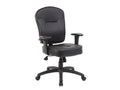 Black Leather Task Chair with Adjustable Arms B240432