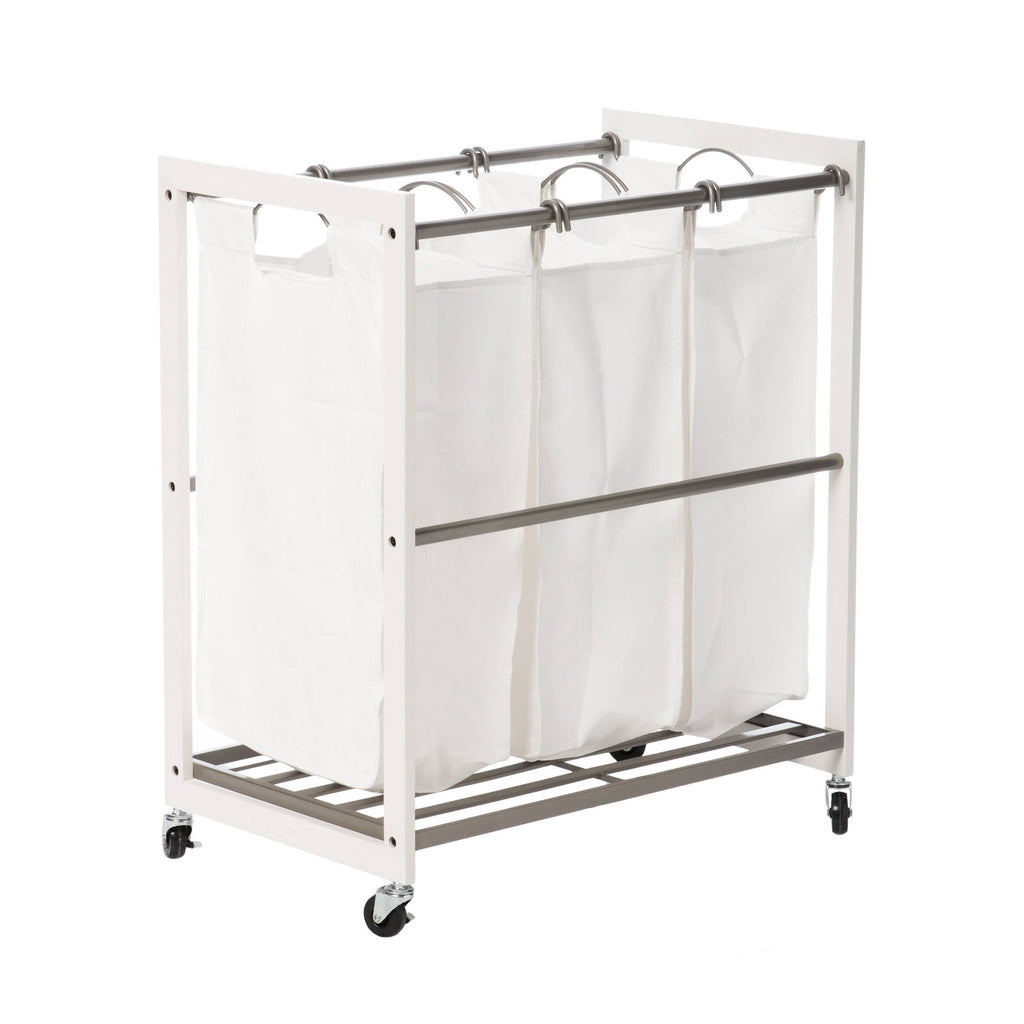 White 3 Bag Laundry Cart M292