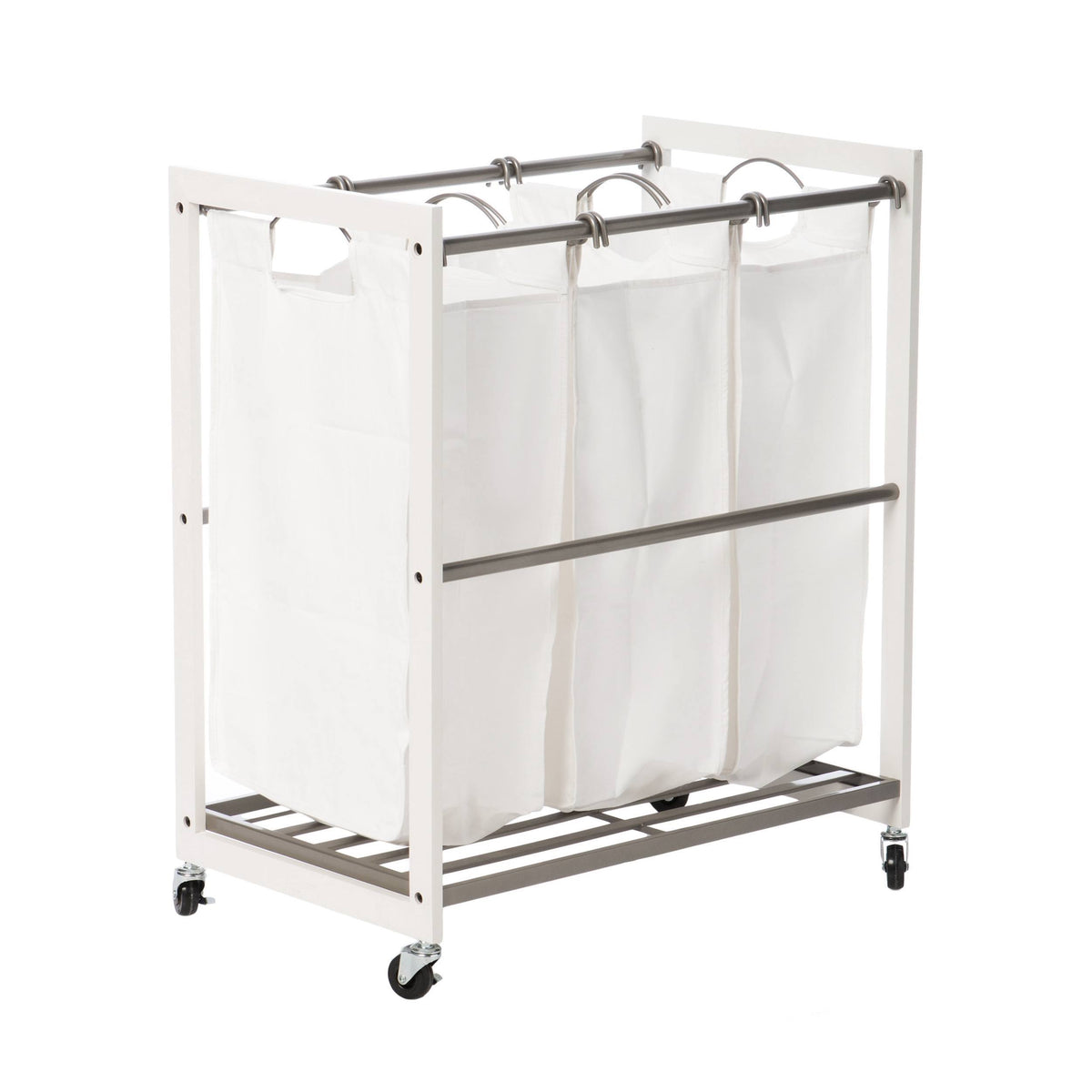 White 3 Bag Laundry Cart M292