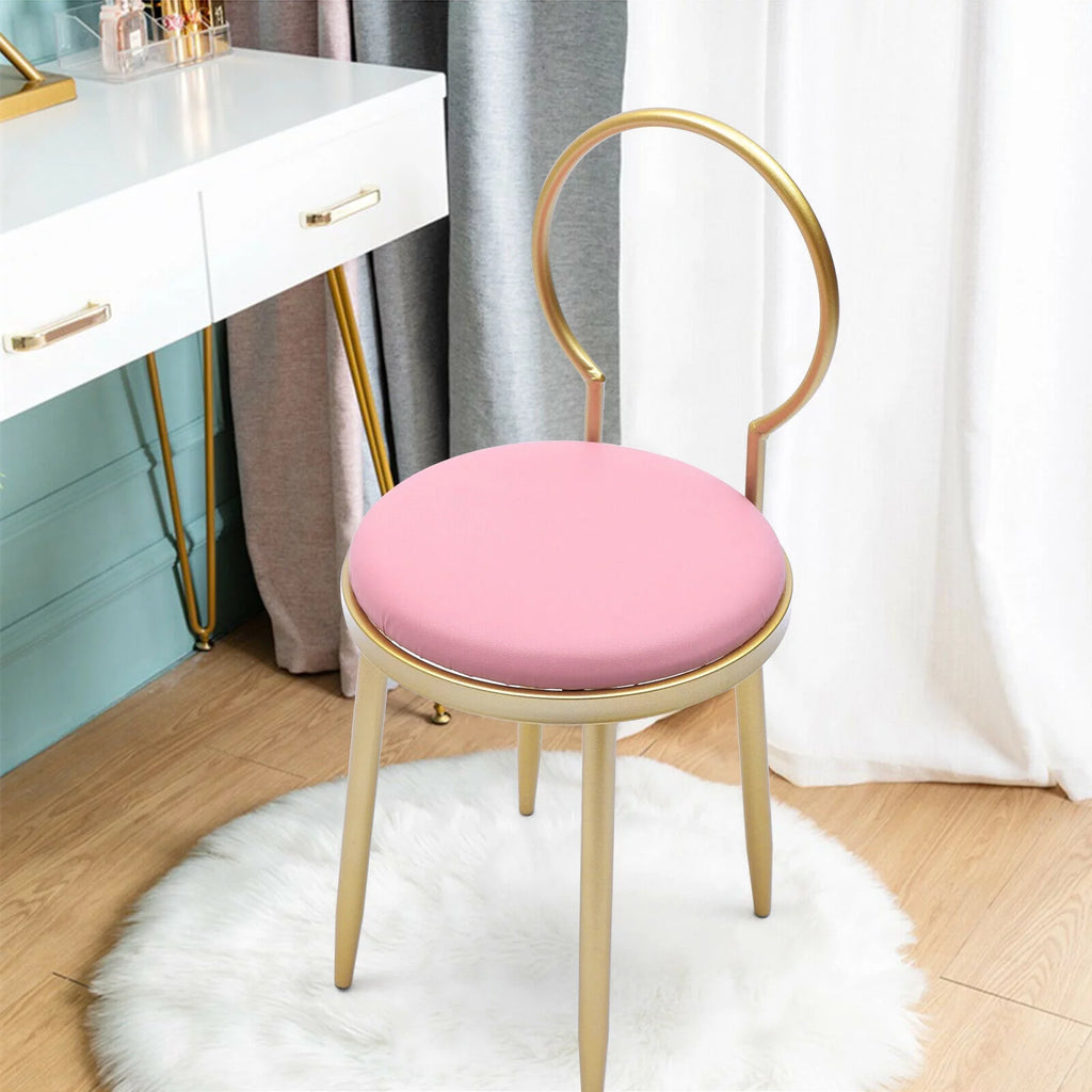 Pink Padded Vanity Chair with Back V2074