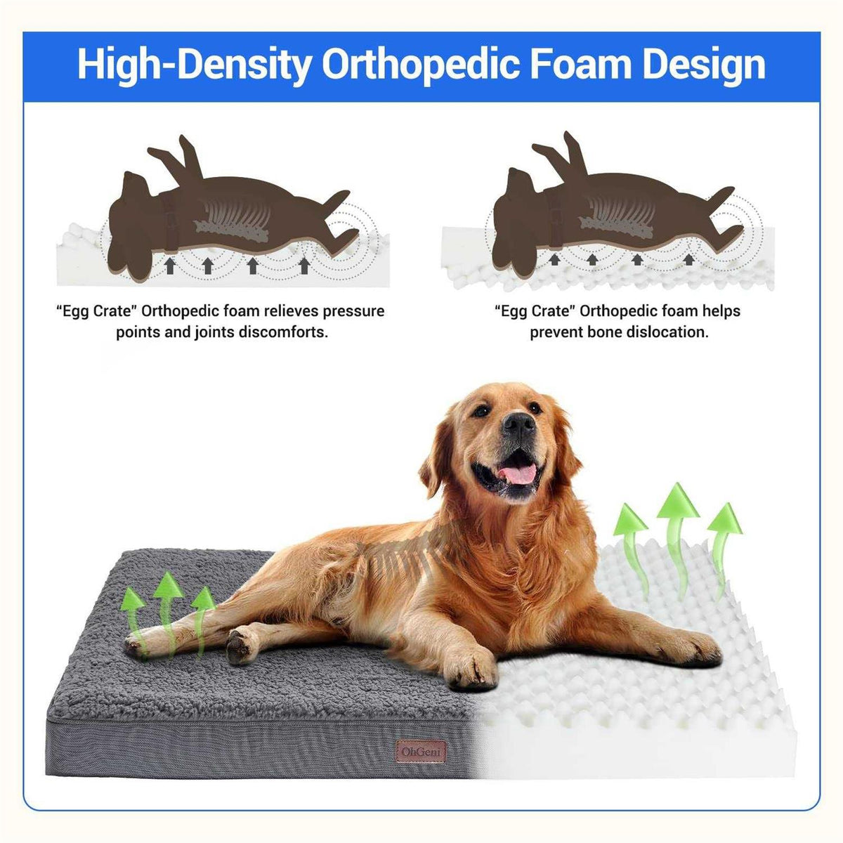 Orthopedic Dog Bed with Egg Foam and Non-Slip Bottom T6761